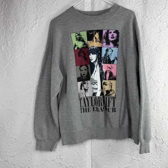 Taylor Swift The Eras Tour Graphic Crewneck Sweatshirt Gray Large - Picture 2 of 4